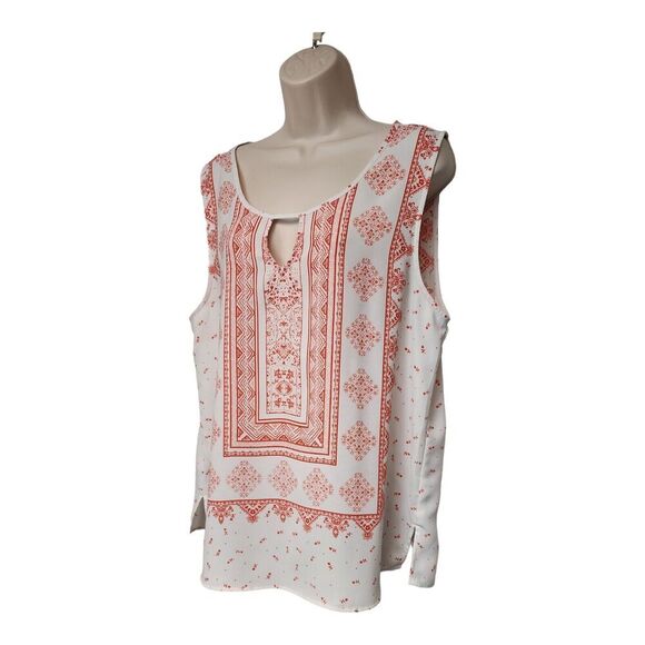 PEACH by BLU-PEPPER SLEEVELESS FLORAL TOP SIZE 1XL PEACH/WHITE - Picture 3 of 8